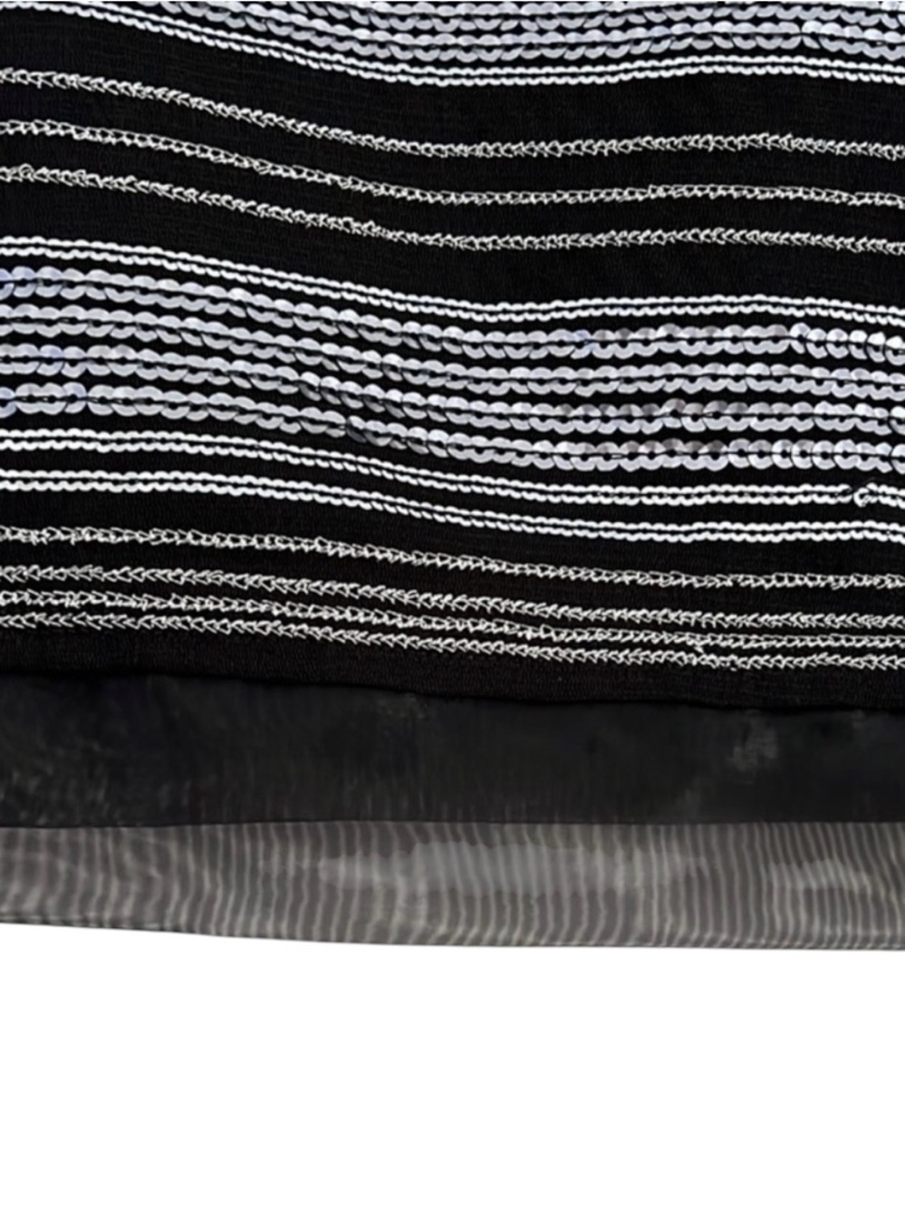 Express Sequin Striped Mini Skirt Black Silver 12 NWT - Picture 3 of 10